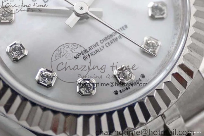 Dial SS 1:1 Diamonds 28 Silver Markers DateJust Bracelet 904L Edition Lady Best on NH05 Steel TWF President 0206